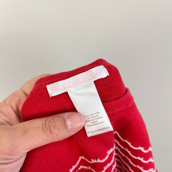 Janie and Jack Scallop Stripe Red Sweater 18-24 Months - Picture 4 of 5